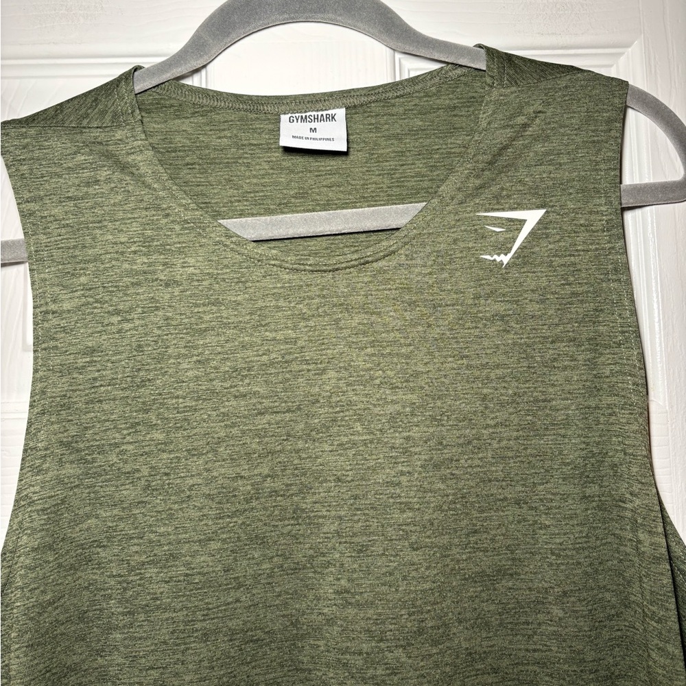 Gymshark Arrival Slim Marl Tank Men’s Medium Olive Green Sleeveless - Picture 5 of 8